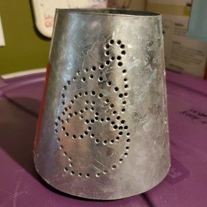 Trimmings Etc Christmas Metal Candle Topper with Santa Design, NWT (with Dent)